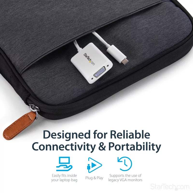StarTech.com USB-C-naar-VGA-adapter - wit, 3.2 Gen 1 (3.1 Gen 1), USB Type-C, VGA (D-Sub) uitgang, 1920 x 1200 pixels