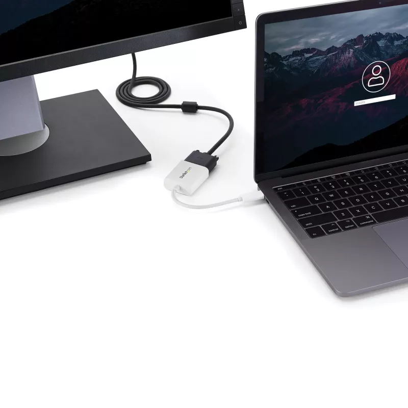 StarTech.com USB-C-naar-VGA-adapter - wit, 3.2 Gen 1 (3.1 Gen 1), USB Type-C, VGA (D-Sub) uitgang, 1920 x 1200 pixels