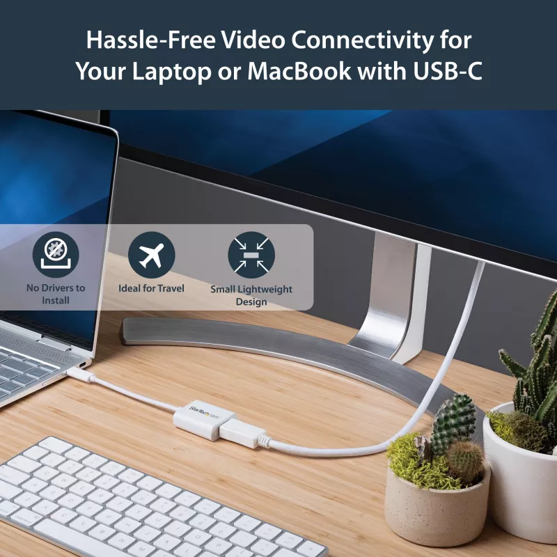 StarTech.com USB-C naar DisplayPort-adapter – 4K 60Hz/8K 30Hz – USB Type-C naar DP 1.4 HBR2-adapter-dongle – compacte USB-C (DP Alt Mode) monitor-videoconverter – Thunderbolt 3 compatibel – wit
