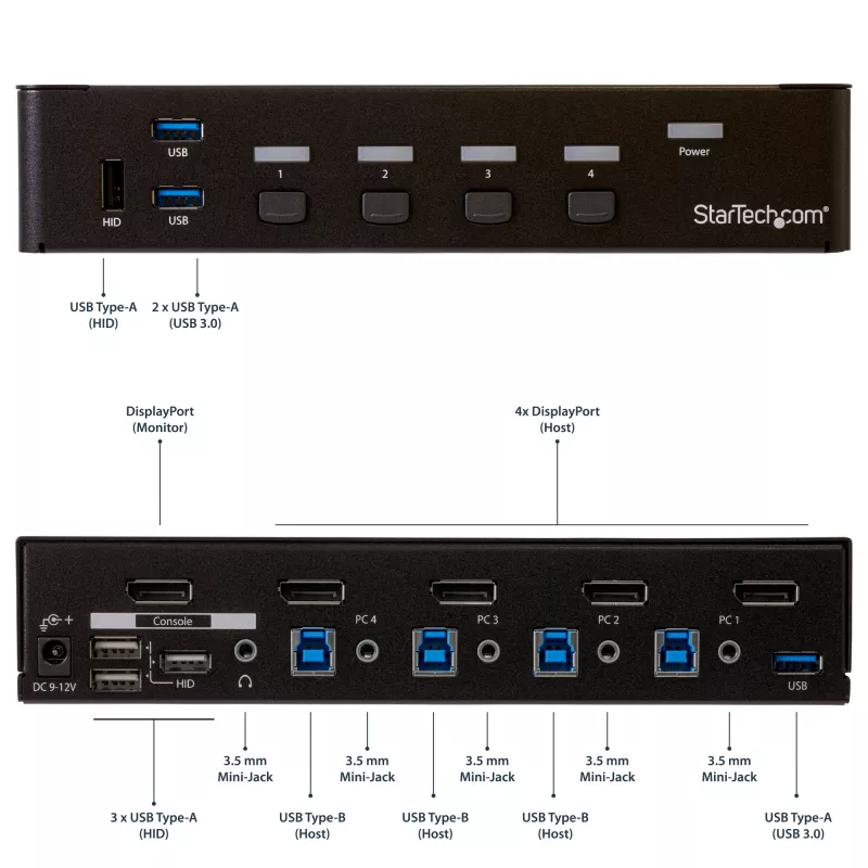 StarTech.com 4-poorts DisplayPort KVM Switch - USB 3.0 - 4K 30Hz