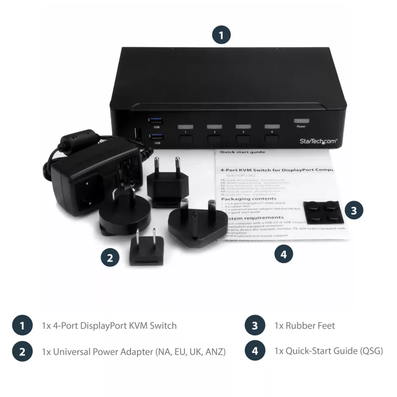 StarTech.com 4-poorts DisplayPort KVM Switch - USB 3.0 - 4K 30Hz