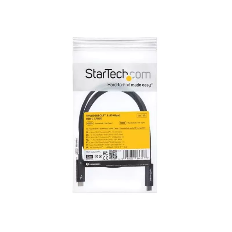 StarTech.com 3 ft. (1 m) Thunderbolt 3 kabel met 100 W Power Delivery – 40 Gbit/s