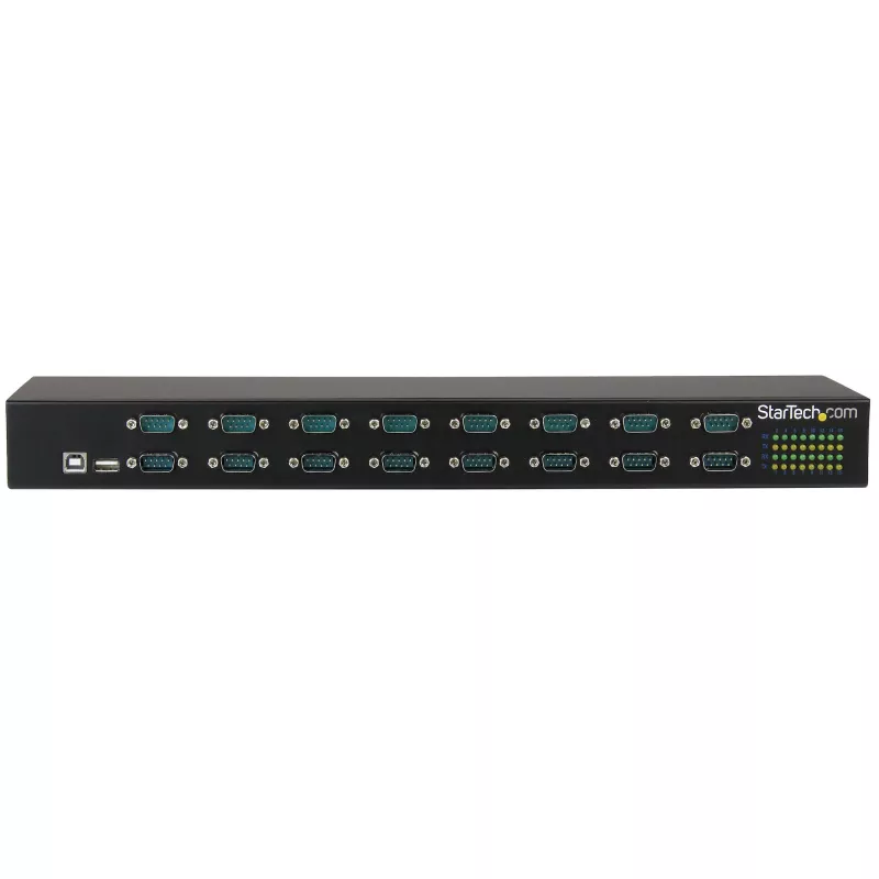 StarTech.com 16-poorts USB-naar-serieel-adapter-hub, USB 2.0 Type-B, serieel, 480 Mbit/s, zwart, staal, 36 W