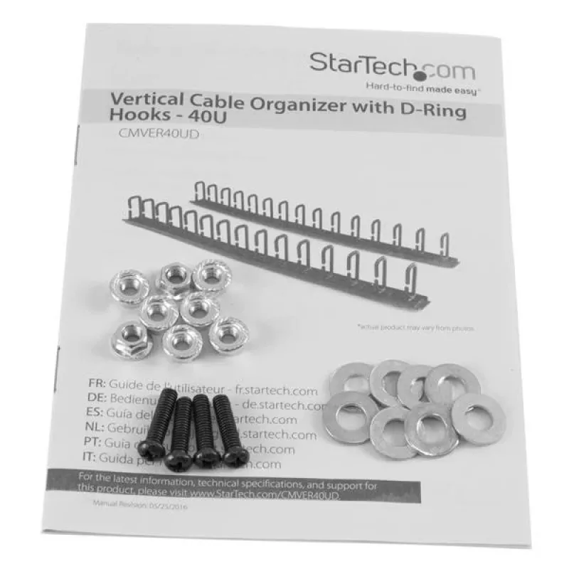 StarTech.com Verticale kabelmanager met D-ring haken - 0U - 6 ft