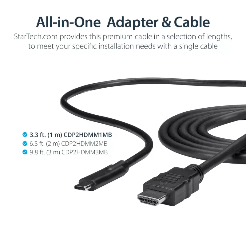 StarTech.com 0,91 m (3 ft) USB-C-naar-HDMI-kabel – 4K 30 Hz USB Type-C-naar-HDMI-videodisplay-converter – USB-C-DP-Alt-Modus-naar-HDMI-monitoradapterkabel – Thunderbolt-compatibel