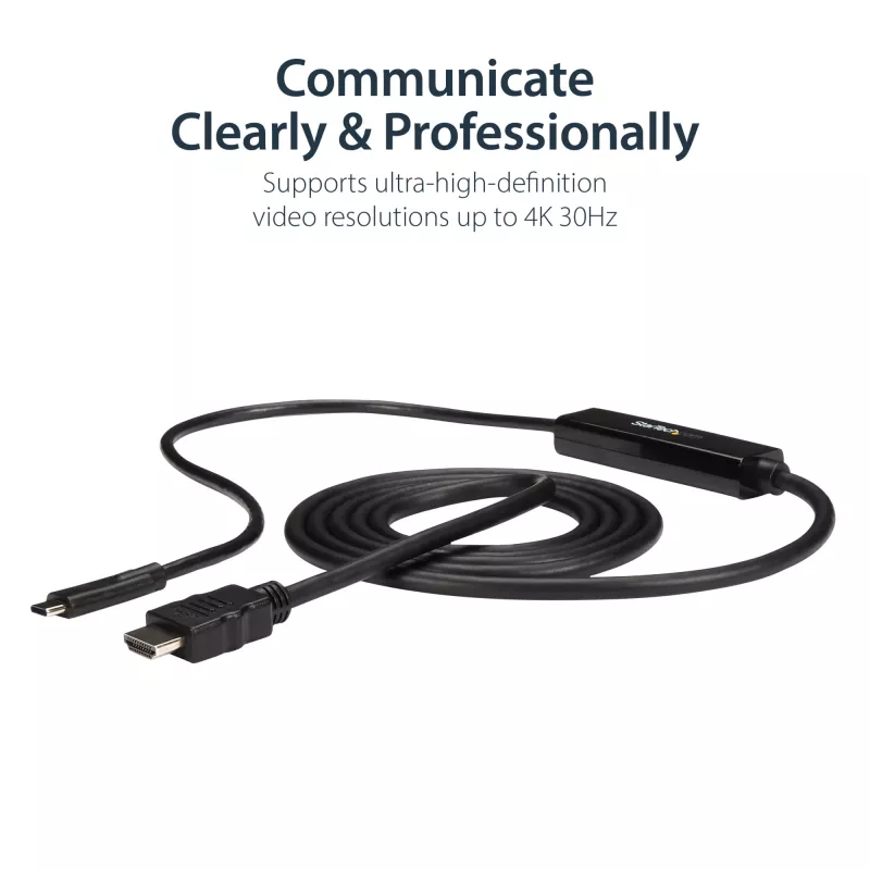 StarTech.com 0,91 m (3 ft) USB-C-naar-HDMI-kabel – 4K 30 Hz USB Type-C-naar-HDMI-videodisplay-converter – USB-C-DP-Alt-Modus-naar-HDMI-monitoradapterkabel – Thunderbolt-compatibel