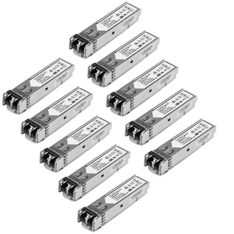 StarTech.com HP J4858C compatibele SFP-transceivermodule – 1000BASE-SX – 10-pack ~ 10-pack HPE J4858C compatibele SFP-module – 1000BASE-SX – 1GbE multimode glasvezeltransceiver – 1GE Gigabit Ethernet SFP – LC 550m – 850nm – DDM HPE 1400, 1700, 1820
