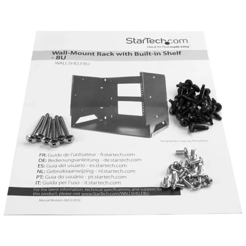 StarTech.com wandmontage-serverrack met geïntegreerde plank – massief staal – 8U