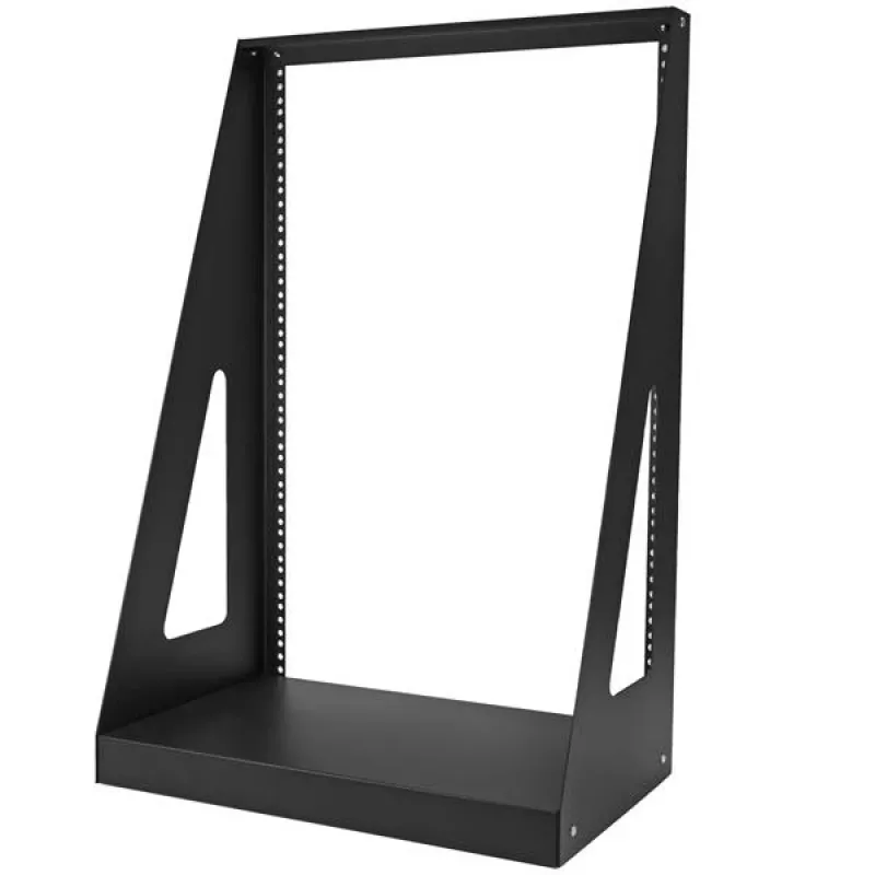 StarTech.com 2-post 16U high-performance desktop-serverrack, klein open 19-inch computerrack, compact netwerkrack voor AV-/studio-/data-/IT-apparatuur, TAA-conform – vrijstaand tweepostsrack voor thuis/kantoor