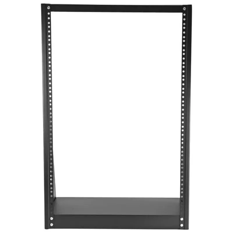 StarTech.com 2-post 16U high-performance desktop-serverrack, klein open 19-inch computerrack, compact netwerkrack voor AV-/studio-/data-/IT-apparatuur, TAA-conform – vrijstaand tweepostsrack voor thuis/kantoor