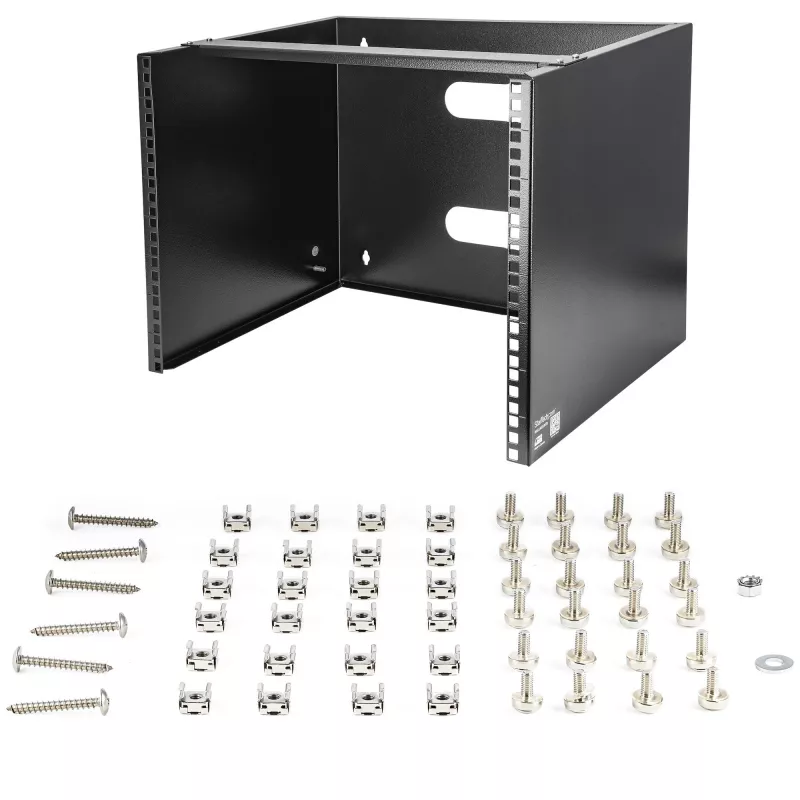 StarTech.com 8U wandmontage netwerkrack - 36 cm diep (Low Profile) - 48 cm (19 inch) patchpanel houder voor platte server- en IT-apparatuur, netwerkswitches - 36 kg draagvermogen, zwart
