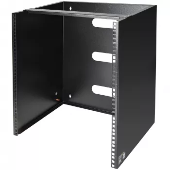 StarTech.com 12U wandmontage-netwerkrack – 14 inch diep (plat profiel) – 19 inch patchpanel-steun voor platte server- en IT-apparatuur, netwerkswitches – 125 lbs/57 kg draagvermogen, zwart
