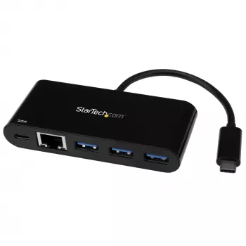 StarTech.com 3-poorts USB-C-hub met Gigabit Ethernet & 60 W Power Delivery passthrough laptoplading – USB-C naar 3x USB-A (USB 3.0 SuperSpeed 5 Gbit/s) – USB 3.1/3.2 Gen 1 Type-C-adapterhub