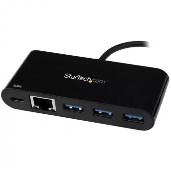 StarTech.com 3-poorts USB-C-hub met Gigabit Ethernet & 60 W Power Delivery passthrough laptoplading – USB-C naar 3x USB-A (USB 3.0 SuperSpeed 5 Gbit/s) – USB 3.1/3.2 Gen 1 Type-C-adapterhub