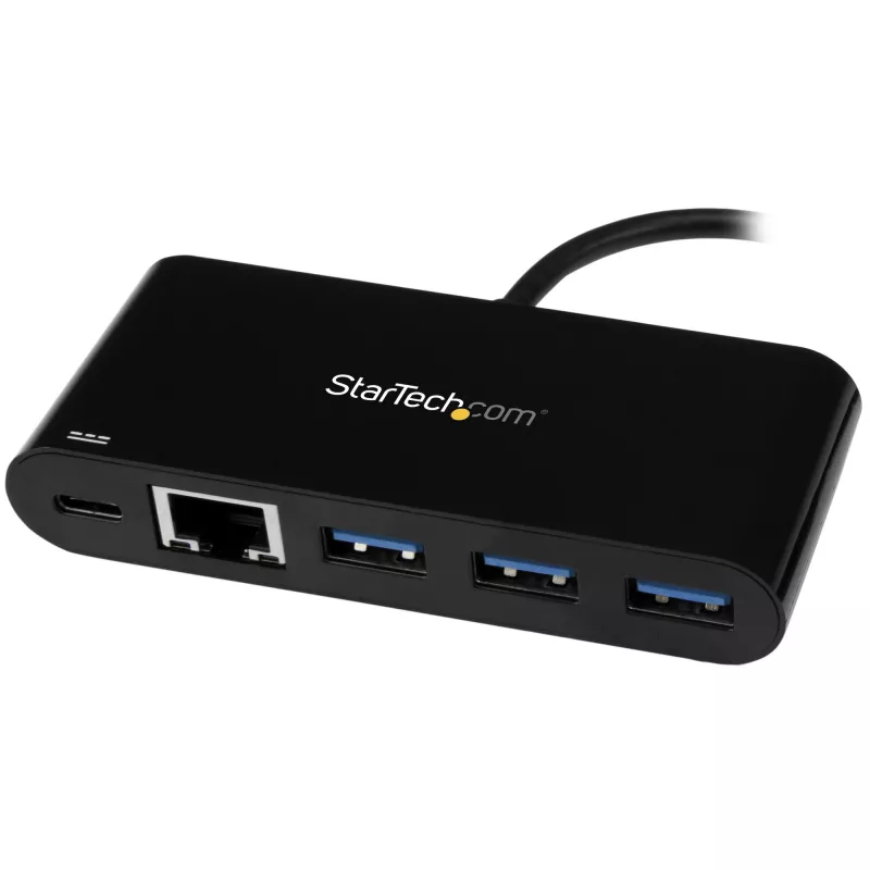 StarTech.com 3-poorts USB-C-hub met Gigabit Ethernet & 60 W Power Delivery passthrough laptoplading – USB-C naar 3x USB-A (USB 3.0 SuperSpeed 5 Gbit/s) – USB 3.1/3.2 Gen 1 Type-C-adapterhub
