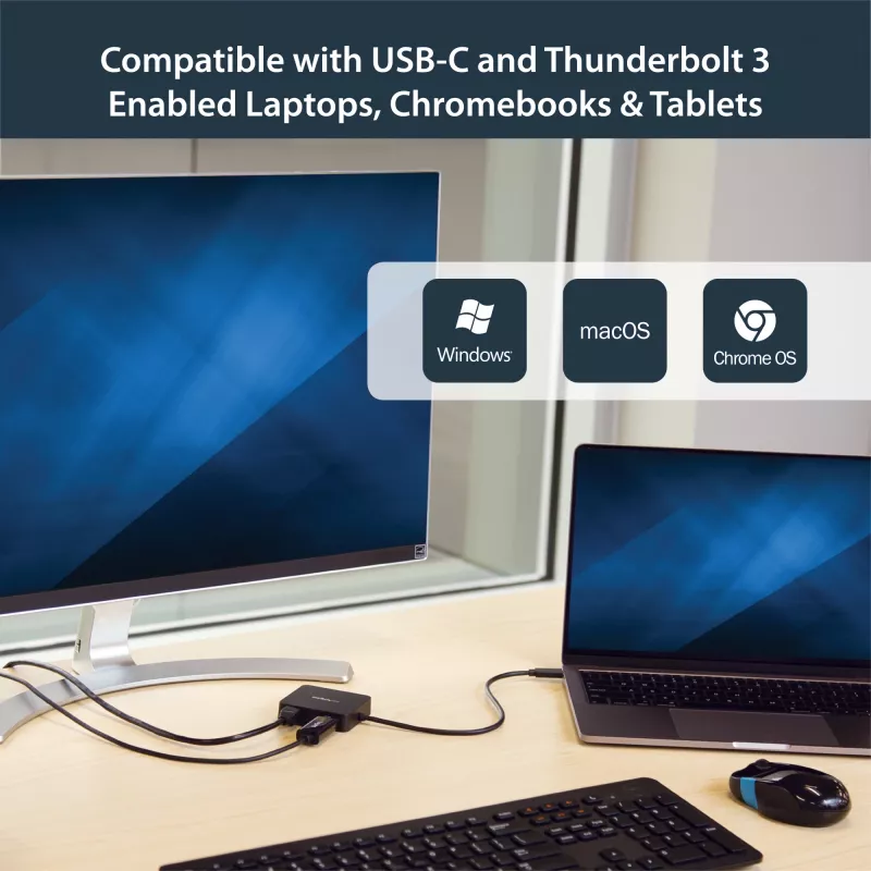 StarTech.com USB-C-multipoort-adapter – draagbare USB-C-mini-dock met 4K-HDMI-video – gigabit-ethernet, USB-3.0-hub (1x USB-A, 1x USB-C) – USB-Type-C-multipoort-adapter – Thunderbolt 3 compatibel