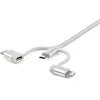 StarTech.com 1 m USB multi-laadkabel – USB naar Micro-USB of USB-C of Lightning voor iPhone/iPad/iPod/Android – Apple MFi-gecertificeerd – 3-in-1 USB-oplader – gevlochten