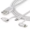 StarTech.com 1 m USB multi-laadkabel – USB naar Micro-USB of USB-C of Lightning voor iPhone/iPad/iPod/Android – Apple MFi-gecertificeerd – 3-in-1 USB-oplader – gevlochten