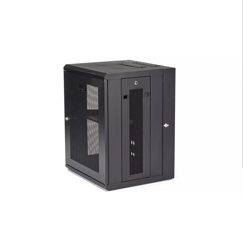StarTech.com 4-post 15U wandmontage netwerkkast met 1U legbord, 19 inch opklapbare wandgemonteerde serverkast voor data-/AV-/elektronica-/computersapparatuur, flexibele geventileerde rackbehuizing
