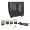 StarTech.com 4-post 12U serverkast, afsluitbare 19 inch datakast voor computer-/AV-/IT-apparatuur, kantoor-/thuisnetwerkkast met wielen en verstelbare montagerails