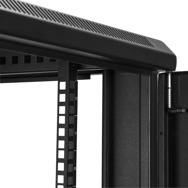StarTech.com 4-post 12U serverkast, afsluitbare 19 inch datakast voor computer-/AV-/IT-apparatuur, kantoor-/thuisnetwerkkast met wielen en verstelbare montagerails