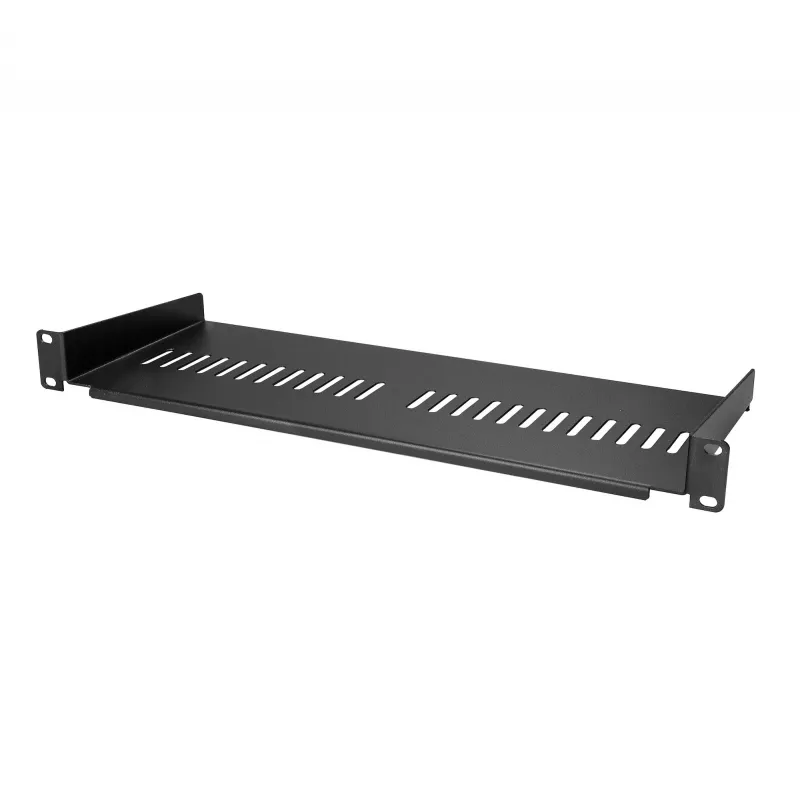StarTech.com 1U server-racklegbord – universele geventileerde rackmontage-legbord voor 19 inch netwerkapparatuur-rack & -kast – robuuste staalconstructie – draagvermogen 44 lb/20 kg – 7 inch diep legbord, zwart
