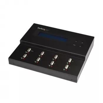 StarTech.com zelfstandige 1-op-7 USB USB-stick-duplicator en -wisser, multi-USB-flashdrive-kopieerder, systeem- en bestands- en volledige schijfkopie met 1,5 GB/min, enkelvoudige en 3-pass verwijdering, LCD-display – TAA