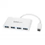 StarTech.com 4-poorts USB-C-hub met 4x USB-A-poorten (USB 3.0 SuperSpeed 5 Gbit/s) – USB-busvoeding – draagbare/laptop USB-C naar USB-A adapter-hub – USB 3.1 Gen 1/USB 3.2 Gen 1 Type-C-hub – wit