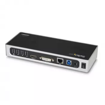 StarTech.com USB 3.0 dockingstation – dual-monitor laptop-dockingstation met HDMI & DVI/VGA-video – 6-poorts USB 3.1 Gen 1 5Gbps hub, GbE, audio – universele Type-A dock – Windows & Mac