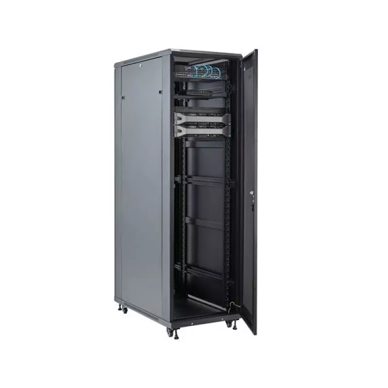 StarTech.com 4-post 42U serverkast, 19 inch datakast voor computer / AV / IT-apparatuur montage, serverkast-behuizing met wielen, volwaardige industriële netwerkopslag