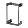 StarTech.com 15U 19 inch wandmontage netwerkrack – 12 inch diep, 2-paals open-frame serverrack voor data/AV/IT/computerapparatuur/patchpaneel met kooimoeren & schroeven, 90 kg draagvermogen, zwart