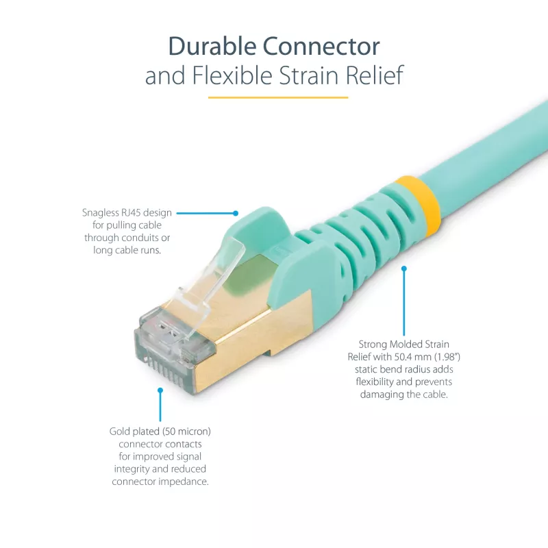 StarTech.com 3m CAT6a Ethernet-kabel – 10 Gigabit afgeschermde, snagless RJ45 100W PoE-patchkabel – 10GbE STP netwerkkabel met trekontlasting – aqua, individueel getest / UL-gecertificeerde bedrading / TIA