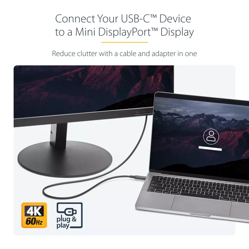 StarTech.com 6 ft. (1,8 m) USB-C naar Mini DisplayPort-kabel - 4K 60Hz - zwart