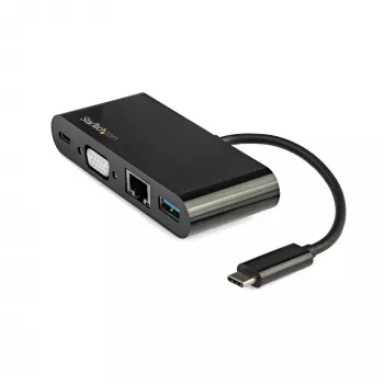 StarTech.com USB-C multiport-adapter – mini USB-C-dock met VGA 1080p video voor één monitor – 60 W Power Delivery doorvoer – USB 3.1 Gen 1 Type-A 5 Gbit/s, Gigabit Ethernet – dockingstation
