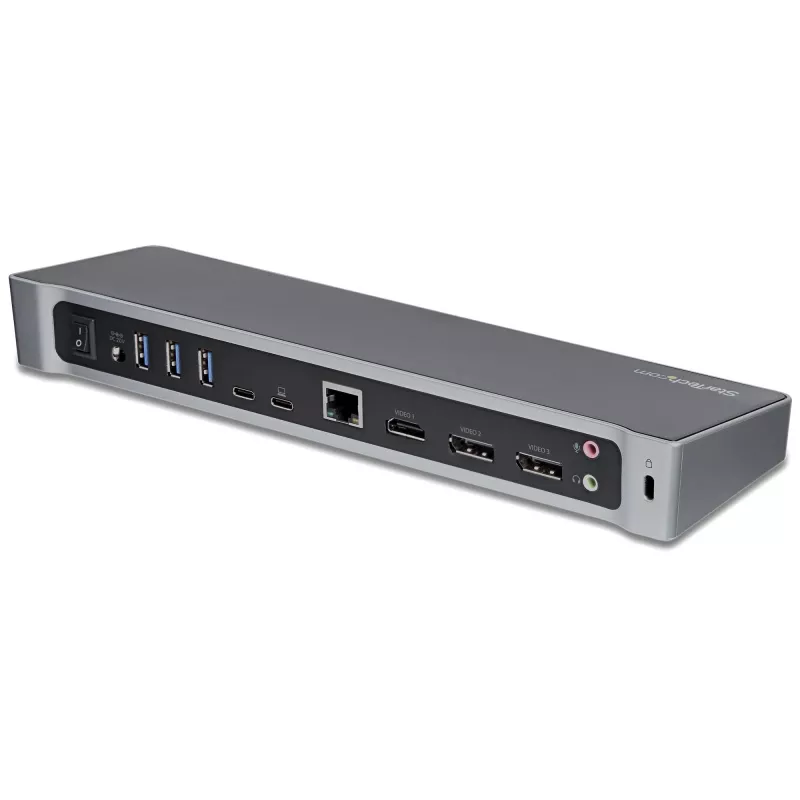 StarTech.com 4K USB-C-dock, triple UHD 4K monitor dockingstation, Mac & Windows, USB-C naar HDMI & DisplayPort, 100W Power Delivery, 5x USB 5Gbit/s hub – TAA