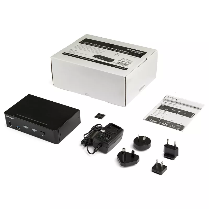 StarTech.com 2-poorts DisplayPort KVM-switch - 4K 60Hz - enkel scherm - dual-port UHD DP 1.2 USB KVM-switch met geïntegreerde USB 3.0 hub & audio - Dell HP Apple Lenovo - TAA-conform