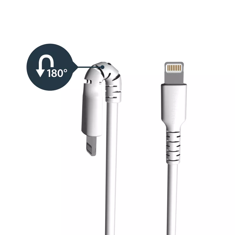 StarTech.com 6 voet (2m) robuuste witte USB-A naar Lightning-kabel – zwaar uitgevoerde robuuste aramidevezel USB Type-A naar Lightning laad-/synckabel – Apple MFi-gecertificeerd iPad/iPhone 12
