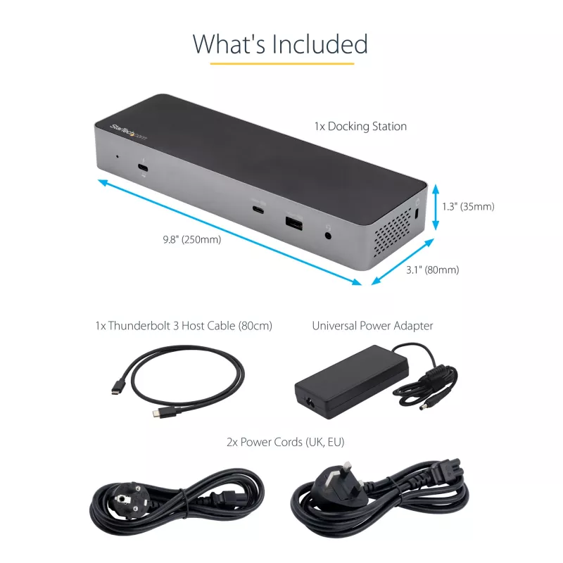 StarTech.com USB C dockingstation voor Macbook Pro/Air-M1/M2/M3/M4, Thunderbolt-compatibel, HDMI/DisplayPort, dual 4K 60Hz/enkel 8K, USB Type-C laptop-dock, 96W Power Delivery, USB 10Gbps