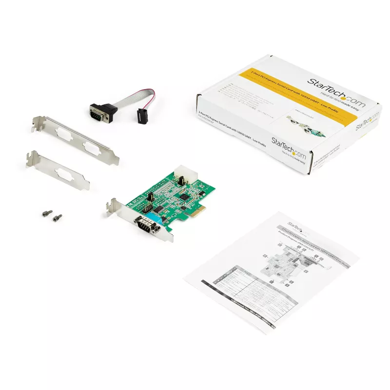 StarTech.com 2-poorts PCI Express RS232 seriële adapterkaart – PCIe RS232 seriële host-controller – PCIe naar serieel DB9 – 16950 UART – low-profile uitbreidingskaart – Windows & Linux