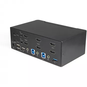 StarTech.com 2-poorts dual-monitor HDMI KVM-switch – 4K 60 Hz Ultra HD HDR – desktop 4K HDMI 2.0 KVM-switch met 2-poorts USB 3.0 hub (5 Gbit/s) & 4x USB 2.0 HID, audio – hotkey-omschakeling – TAA