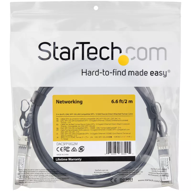 StarTech.com Dell EMC DAC-SFP-10G-2M compatibele 2m 10G SFP+ naar SFP+ direct attach kabel twinax - 10GbE SFP+ koper DAC 10 Gbps low power passieve mini GBIC/transceiver module DAC