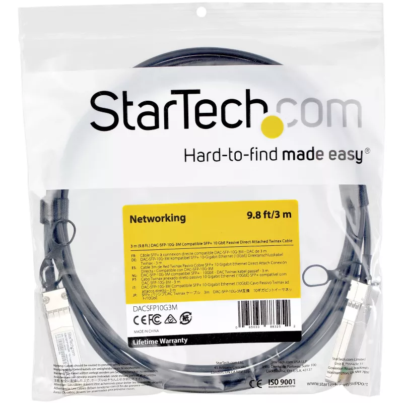 StarTech.com Dell EMC DAC-SFP-10G-3M compatibele 3m 10G SFP+ naar SFP+ direct attach kabel twinax – 10GbE SFP+ koper DAC 10 Gbps passief met laag stroomverbruik mini-GBIC/transceiver module DAC