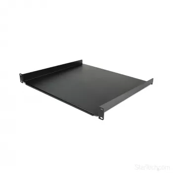 StarTech.com 1U serverrack-plank - universele rackmontage-kraagarmplank voor 19 inch netwerkapparatuur-rack & -kast - hoogbelastbaar staal – draagvermogen 20 kg - 16 inch diepe lade, zwart