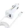 StarTech.com Lightning-autolader met spiraalkabel, 1 m Lightning-spiraalkabel, 12 W, wit, 2-poorts USB-autolaadadapter voor telefoons en tablets, dual-USB auto-iPhone-lader
