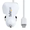StarTech.com Lightning-autolader met spiraalkabel, 1 m Lightning-spiraalkabel, 12 W, wit, 2-poorts USB-autolaadadapter voor telefoons en tablets, dual-USB auto-iPhone-lader