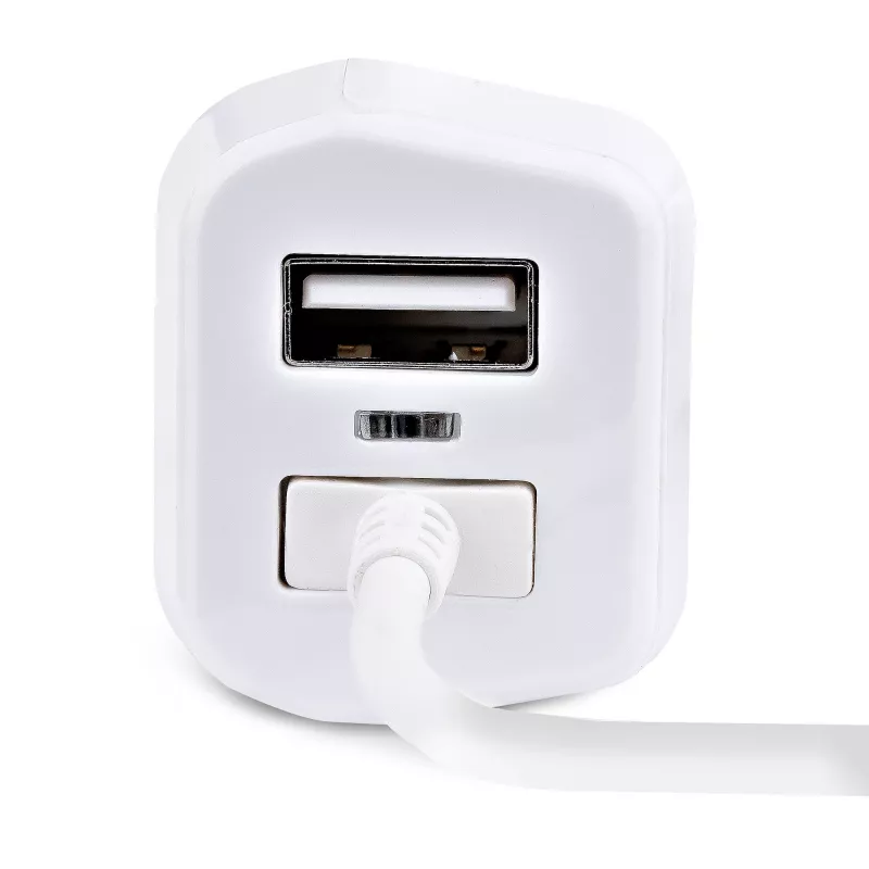 StarTech.com Lightning-autolader met spiraalkabel, 1 m Lightning-spiraalkabel, 12 W, wit, 2-poorts USB-autolaadadapter voor telefoons en tablets, dual-USB auto-iPhone-lader