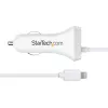 StarTech.com Lightning-autolader met spiraalkabel, 1 m Lightning-spiraalkabel, 12 W, wit, 2-poorts USB-autolaadadapter voor telefoons en tablets, dual-USB auto-iPhone-lader