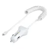 StarTech.com Lightning-autolader met spiraalkabel, 1 m Lightning-spiraalkabel, 12 W, wit, 2-poorts USB-autolaadadapter voor telefoons en tablets, dual-USB auto-iPhone-lader