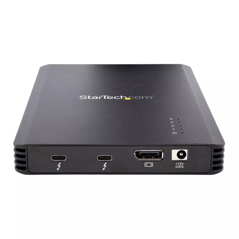 StarTech.com 4 bay Thunderbolt 3 NVMe behuizing, voor M.2 NVMe SSD-stations, 1x DisplayPort video/2x TB3 downstream-poorten, 40 Gbit/s, 72W voeding, externe harde schijf behuizing