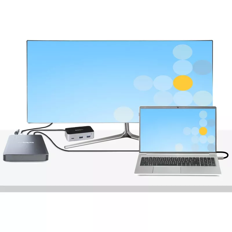 StarTech.com 4 bay Thunderbolt 3 NVMe behuizing, voor M.2 NVMe SSD-stations, 1x DisplayPort video/2x TB3 downstream-poorten, 40 Gbit/s, 72W voeding, externe harde schijf behuizing